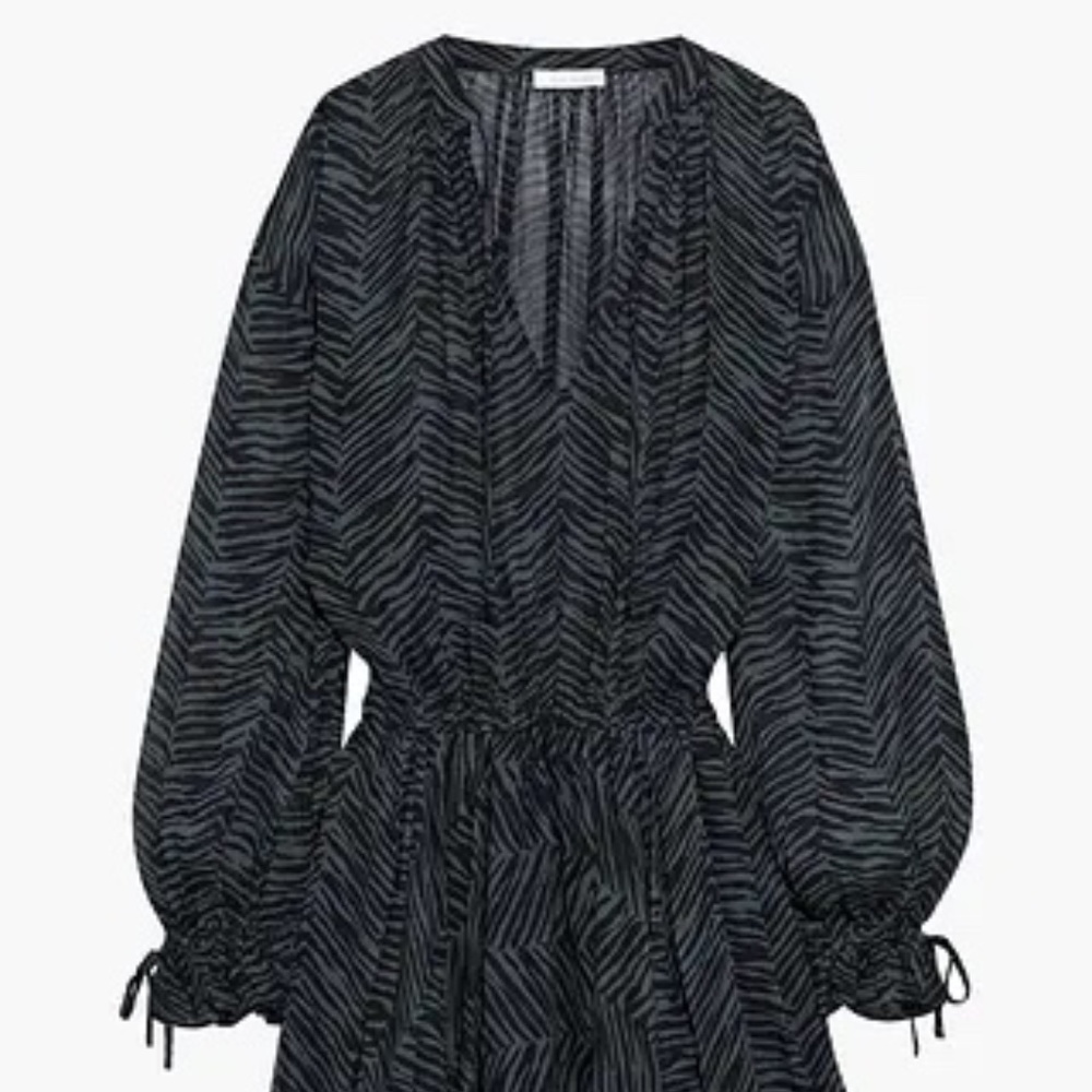 Elliana asymmetric zebra-print silk-georgette mini dress from ANINE BING - Picture 10 of 10